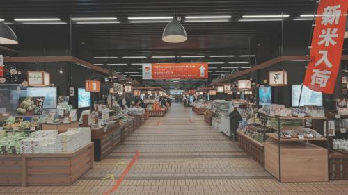 a grocery store aisle with lots of products on display at AURA YUZAWA Apartment Hotel - Spacious 1Bedroom Apartment with Large Living Room Sleeps 4 to 6, Bedroom with 2-Double Beds, Living Room with 1-Double Bed & 1-Sofa Bed in Yuzawa