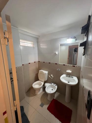 a bathroom with a toilet and a sink at La casa del varón in Mina Clavero