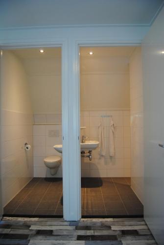 un baño con inodoro y lavabo en Dunopark Villa, en Oostkapelle