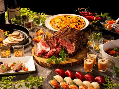 a table topped with lots of different types of food at Hotel Nikko Himeji in Himeji