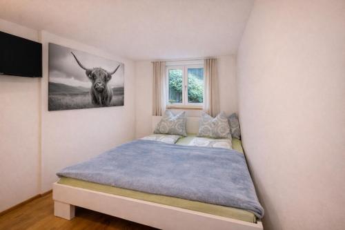 En eller flere senge i et værelse på Moderne Ferienwohnung im Herzen von Wolfurt