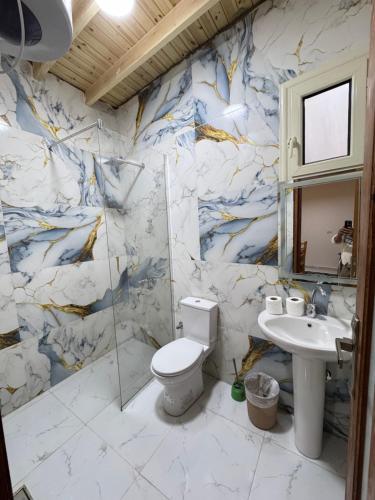 een badkamer met toilet en wastafel bij Blue Villa in Lighthouse in Dahab