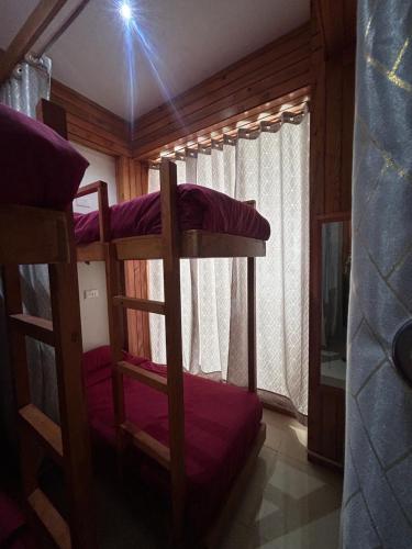 a room with two bunk beds in a cabin at Dadhwal Zostel in Dharmsāla
