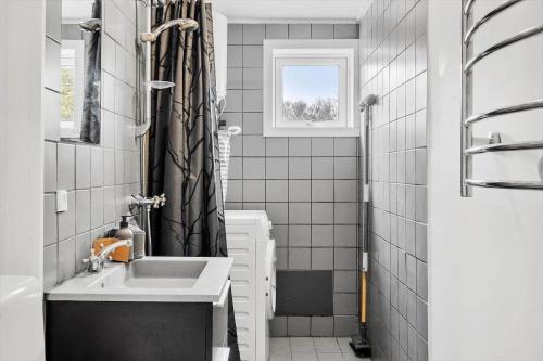 een badkamer met een wastafel en een douche bij LF10320-Hurup-Thy-Nattergalevej-2-B in Sønder Ydby