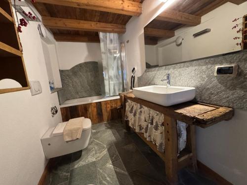 a bathroom with a sink and a toilet at We Are 4810 LA CORDE D'ESCALADE in Courmayeur