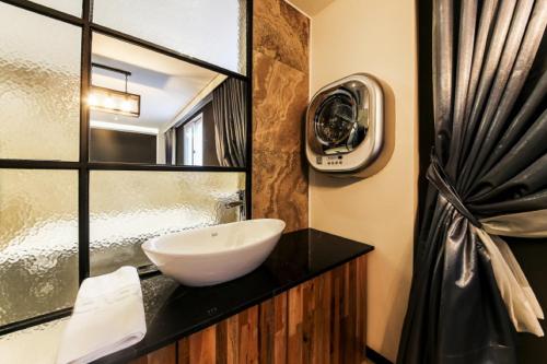 Koupelna v ubytování Hotel Cacao