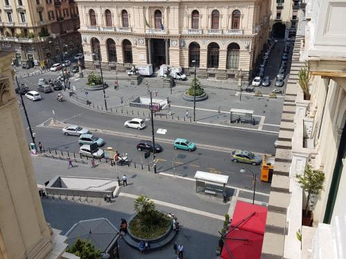an aerial view of a busy city street with cars at Hotel Le Orchidee in Naples