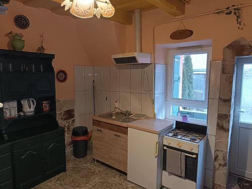Kuchyň nebo kuchyňský kout v ubytování Liána Vendégház