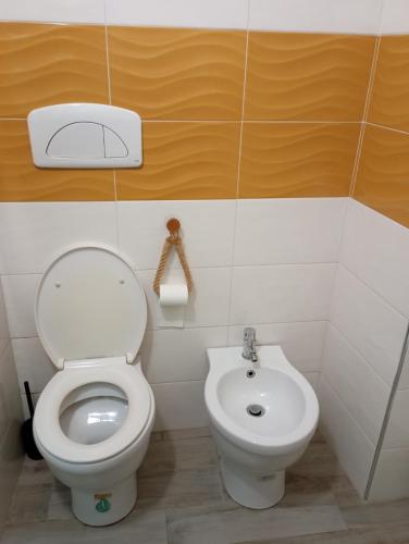 un bagno con un water e un lavandino di Stanza privata nel centro di Lamezia a Lamezia Terme