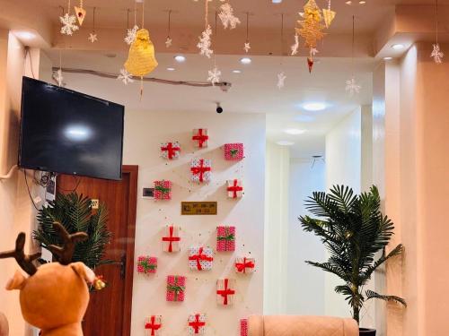 Et tv og/eller underholdning på Downtown Rivnto-cozy stay