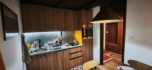 een keuken met een spoelbak en een aanrechtblad bij Wellness house Svjetlost in Jahorina
