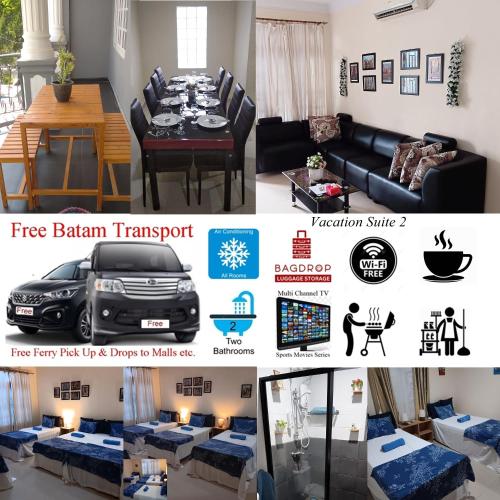 a collage of photos of a living room at BatamExcursion Vacation Suites in Nagoya