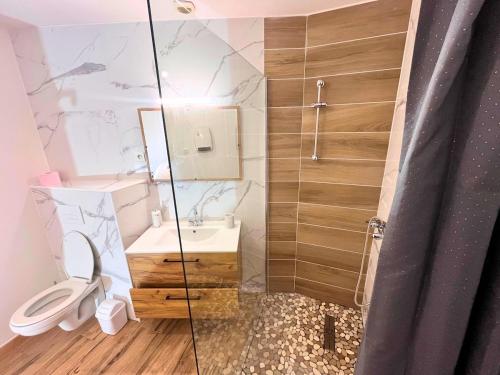 Et badeværelse på Cocon tout équipé avec jardin au centre-ville