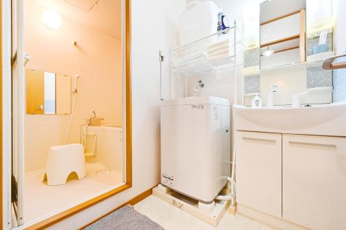 a bathroom with a sink and a mirror at 民泊 Ichinomiya K Room 2B in Ichinomiya