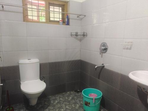 a bathroom with a toilet and a sink at Celestial Homestay in Wayanad