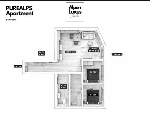 Plantegning af PUREALPS Apartment - AlpenLuxus Collection
