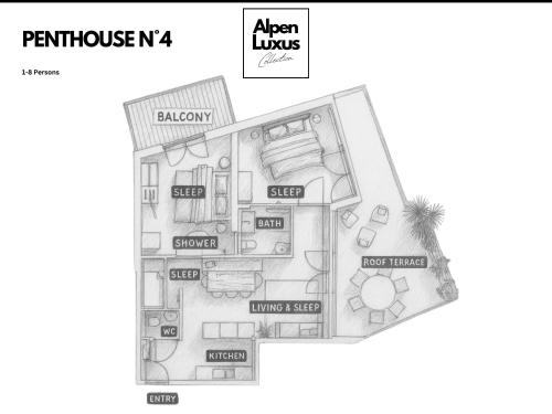 Půdorys ubytování PENTHOUSE N`4 - AlpenLuxus Collection
