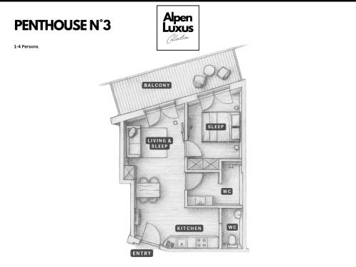 Půdorys ubytování PENTHOUSE N`3 - AlpenLuxus Collection