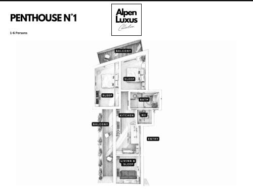 Plantegning af PENTHOUSE N`1 - AlpenLuxus Collection