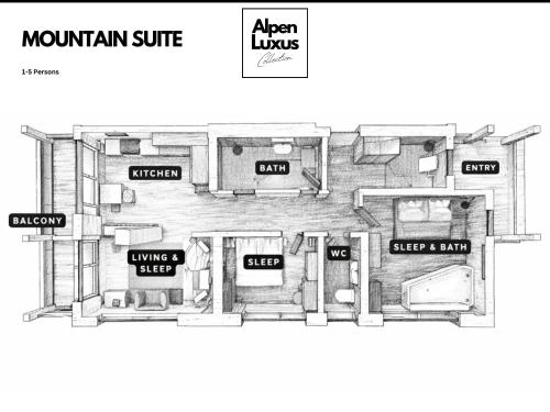 Plantegning af SportLodge MOUNTAIN SUITE - AlpenLuxus Collection