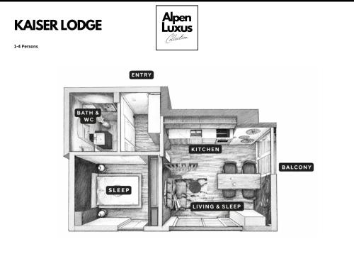 Půdorys ubytování KAISER LODGE - AlpenLuxus Collection