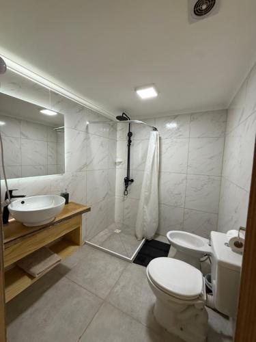 Koupelna v ubytování Cabañas "El Ancla"