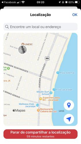 een screenshot van een mobiele telefoon met een kaart bij Casa das laranjeiras in Serra