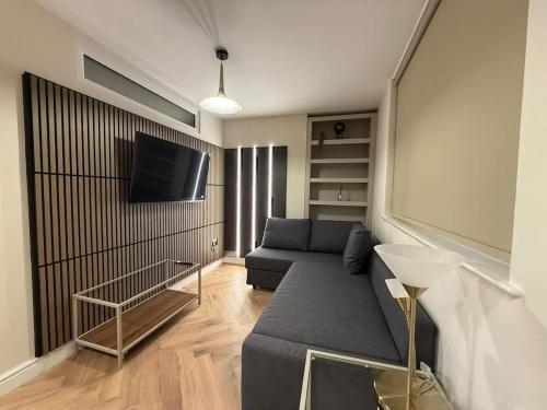 a living room with a couch and a tv at Fantastic Two Bed Flat In Paddington Central London Zone 1 in London