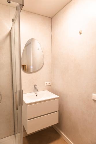 a bathroom with a sink and a mirror at B&B s12 in Doetinchem