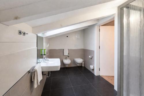 a bathroom with a sink and a toilet at Hotel Comfort Erica Dolomiti Val d'Adige in Salorno sulla Strada del Vino