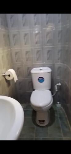 a bathroom with a white toilet and a sink at MoExoticRoyaleServices in Ikorodu