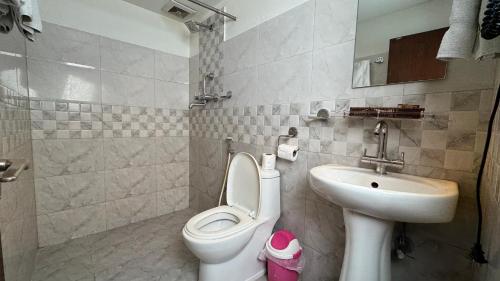 un bagno con un water e un lavandino di Hotel Everest Nepal a Kathmandu