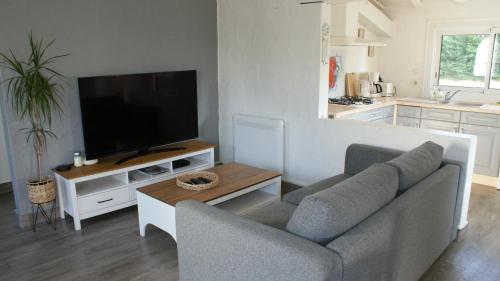 Et tv og/eller underholdning på Maison 3 chambres avec Jacuzzi à 400m des plages