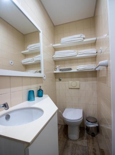 a bathroom with a sink and a toilet at Casinha Pousafoles in Arouca