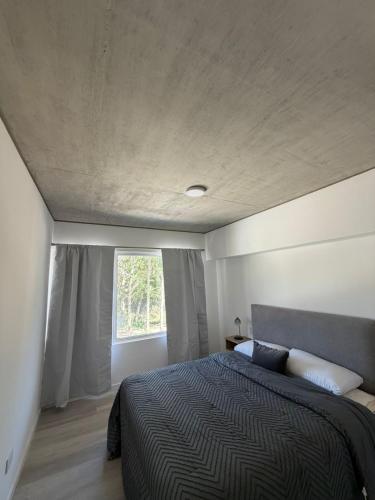 a bedroom with a large bed with a window at Departamento BOSQUE - Unidad 218 in Costa del Este