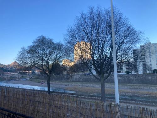 twee bomen in een park naast een hek bij 2chambres 70m2 proche centre ville in Alès