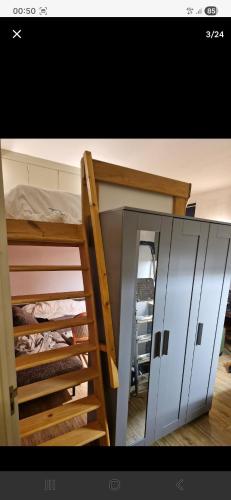 a room with two bunk beds and a ladder at Apart studio3 in Kortenberg