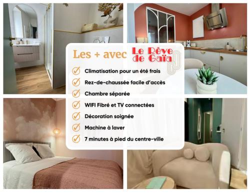 Postel nebo postele na pokoji v ubytování "Le rêve de Gaïa" Wifi, parking gratuit dans la rue