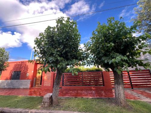 twee bomen voor een huis bij Los Velitos in Santa Rosa del Conlara