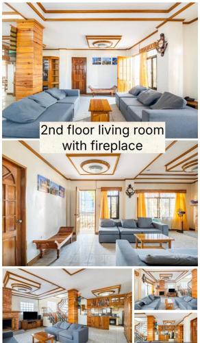 a room with a z end floor living room with fireplaces at CJ&K Baguio Lodge in Baguio