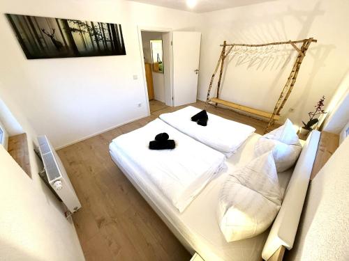 Postel nebo postele na pokoji v ubytování Natur-Apartment am Großen Arber Netflix WIFI