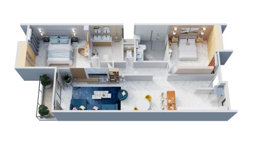 a rendering of a floor plan of a house at Adèle résidence in Mandanou