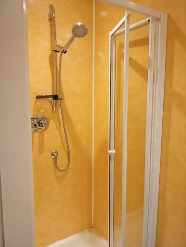 a shower with a shower head in a bathroom at The Limes Guesthouse Montrose in Montrose