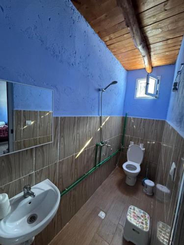 a bathroom with a sink and a toilet at Le Sommet Naturel in Chefchaouen