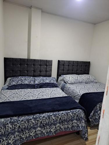 een slaapkamer met twee bedden in een kamer bij Apartamento Los Pinos in Macanal