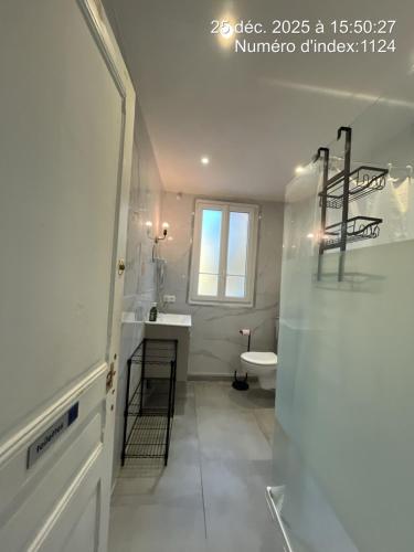 ein Badezimmer mit Waschbecken und Toilette in der Unterkunft Une expérience artistique in Villeneuve-Saint-Georges