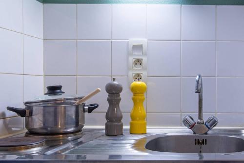 Kuchyň nebo kuchyňský kout v ubytování Comfort Aparthotel Le Mans