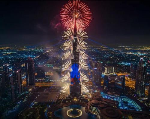 Letecký snímek ubytování EPIC NYE 2026 Highest-62nd-Floor Burj Khalifa Fireworks View at GRANDE SIGNATURE with VIP Airport Shuttle option for 6Guest