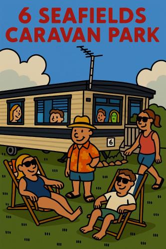 a poster for a caravans caravan park with people sitting in chairs at 6 Headwards Glamping Retreat in Hemsby