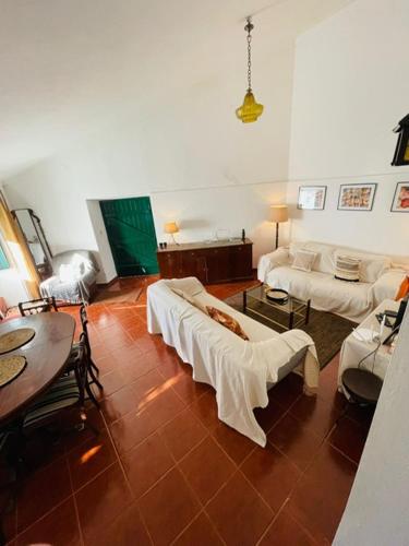 a living room with two couches and a table at Santuário SOS Animal in Casais da Carneiria